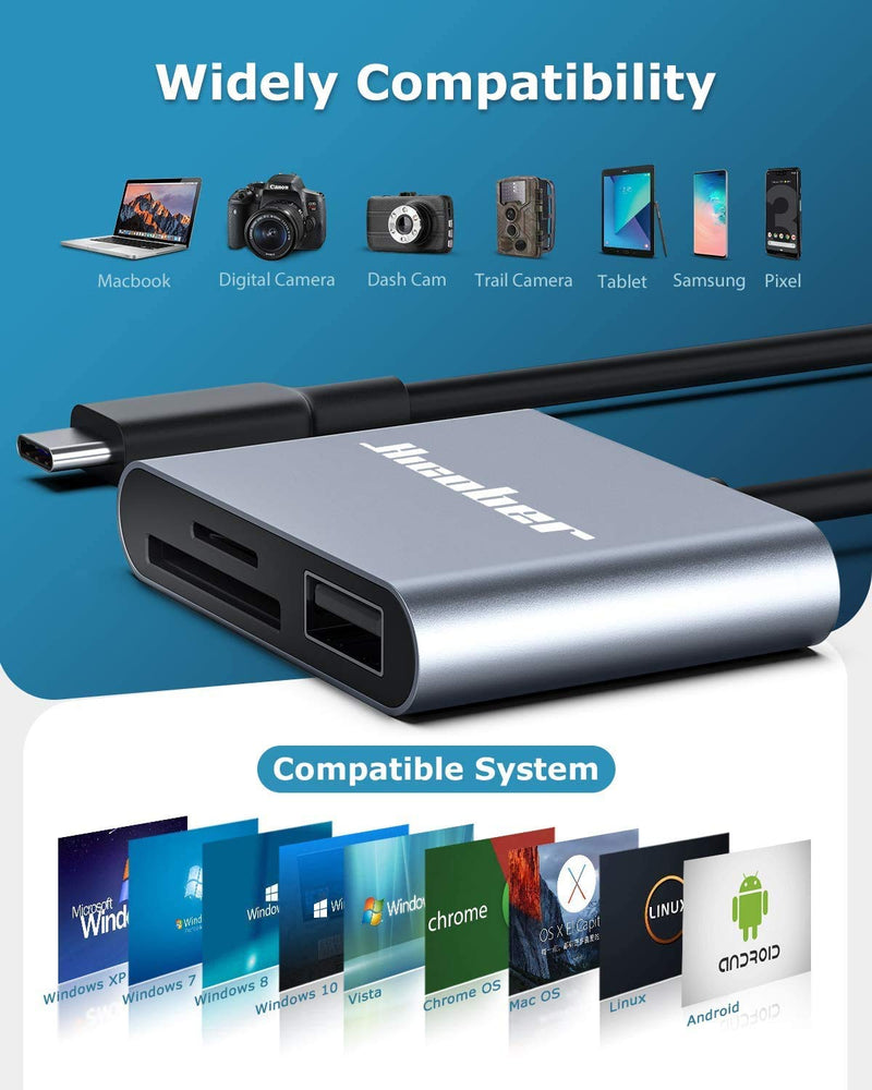 Hicober USB C to SD Card Reader, Micro SD Memory Card Reader, Type C to SD Card Reader Adapter 2TB Capacity for MacBook Camera Android Windows Linux and Other Type C Device-Space Grey - LeoForward Australia