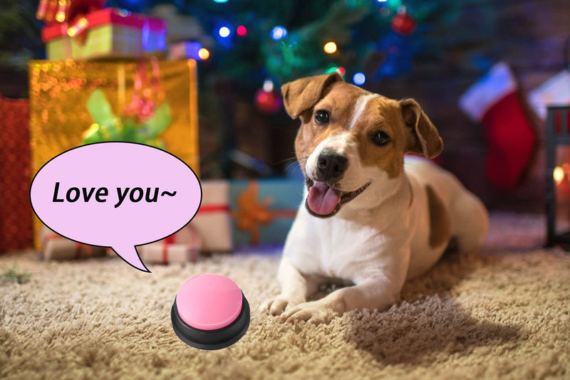  [AUSTRALIA] - Voice Recording Button, Dog Buttons for Communication Pet Training Buzzer, 20 Second Record & Playback, Funny Gift for Study Office Home 4 Packs (Blue+Pink+Yellow+Purple) PACK A