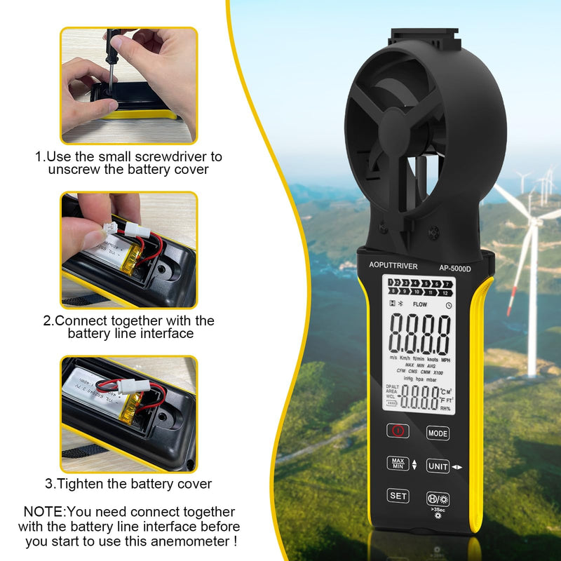  [AUSTRALIA] - Wind Meter CFM Meter, Rechargeable Anemometer with Touch Screen, Anemometer Handheld Digital Wind Meter Measures Air Volume/Wind Speed/Temp with MAX/MIN for HVAC Drone