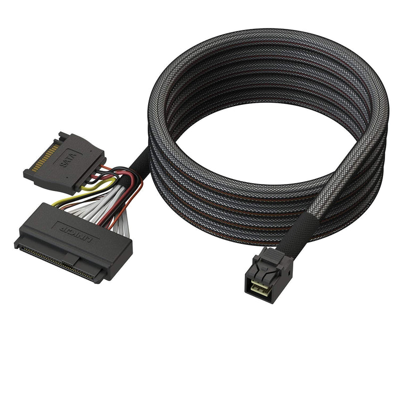  [AUSTRALIA] - LINKUP - Internal 16G U.2 Cable (85Ω 85ohm PCIe Gen 4 Mini SAS HD to U.2/SFF-8643 to SFF-8639 Cable) with SATA Power - 1.5 Meters/5 feet SFF-8643 to 8639 for PCIE 85Ohm 5 ft (1.5m)