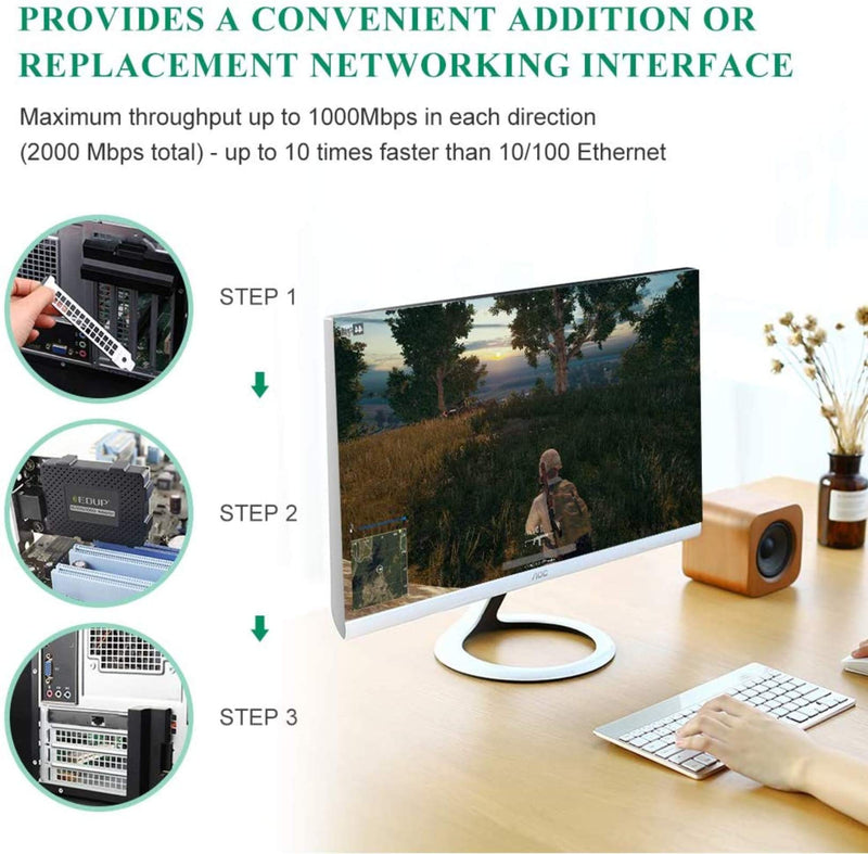  [AUSTRALIA] - EDUP Gigabit Ethernet PCI Express PCI-E Network Card 10/100/1000Mbps RJ45 LAN Adapter Converter for Desktop PC