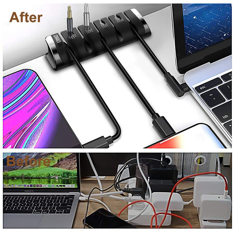  [AUSTRALIA] - Dracool Cable Clips Cable Management Cable Organizer Cable Holder Cord Organizer Self Adhesive Sticky for Desk Desktop Car Office Home USB Cable Power Wire Mouse Cable 9 Slots - Black