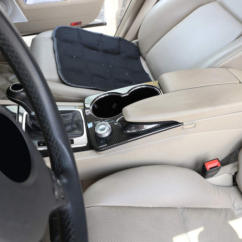 YIWANG ABS Chrome Car Console Water Cup Holder Frame Cover Trim for Mercedes Benz GLK X204 2008-2015 Left Hand Drive Accessory (Carbon Fiber) Carbon Fiber - LeoForward Australia