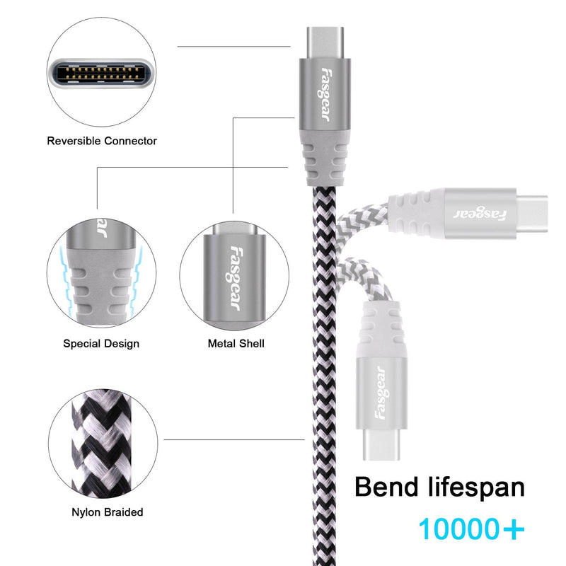  [AUSTRALIA] - Fasgear USB C to Micro B Cord, 1 Pack Nylon Braided Metal Connector Type C 3.0 to Micro B Cable 1ft, Fast Charge Sync Compatible with Toshiba Canvio, Westgate, Seagate, Galaxy S5 Note 3 (Gray) Gray