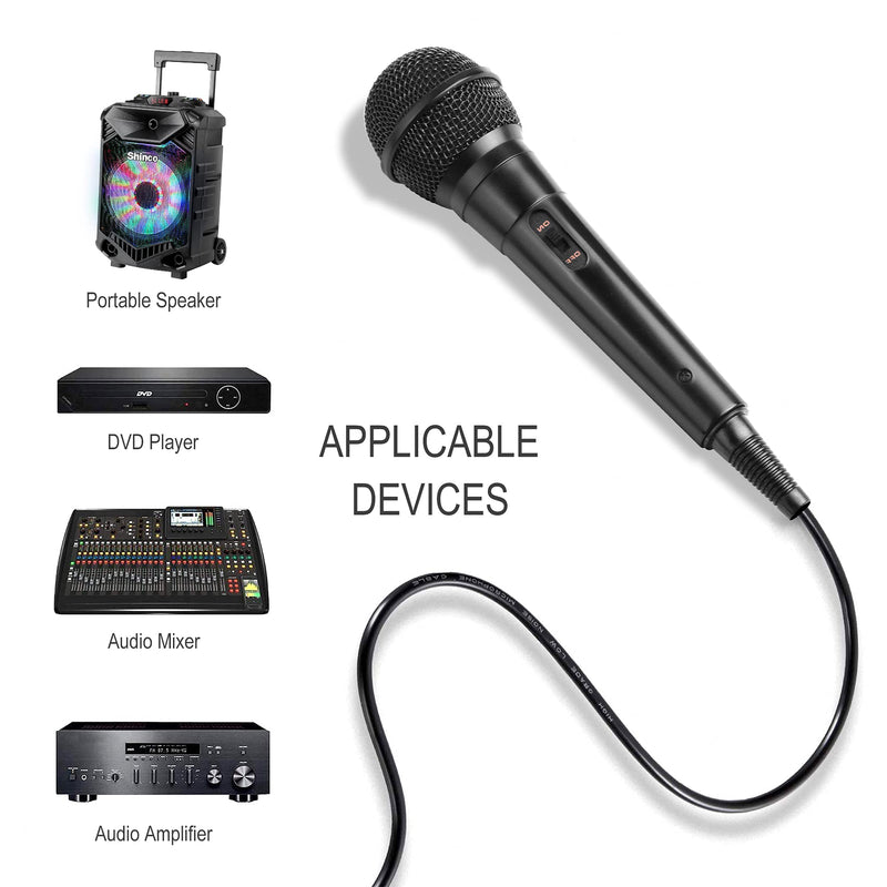  [AUSTRALIA] - Shinco Handheld Microphone, Dynamic Cardioid Mic with 13ft Cable and ON/Off Switch, Ideally Suited for Speakers, Karaoke Singing Machine, Amp, Mixer