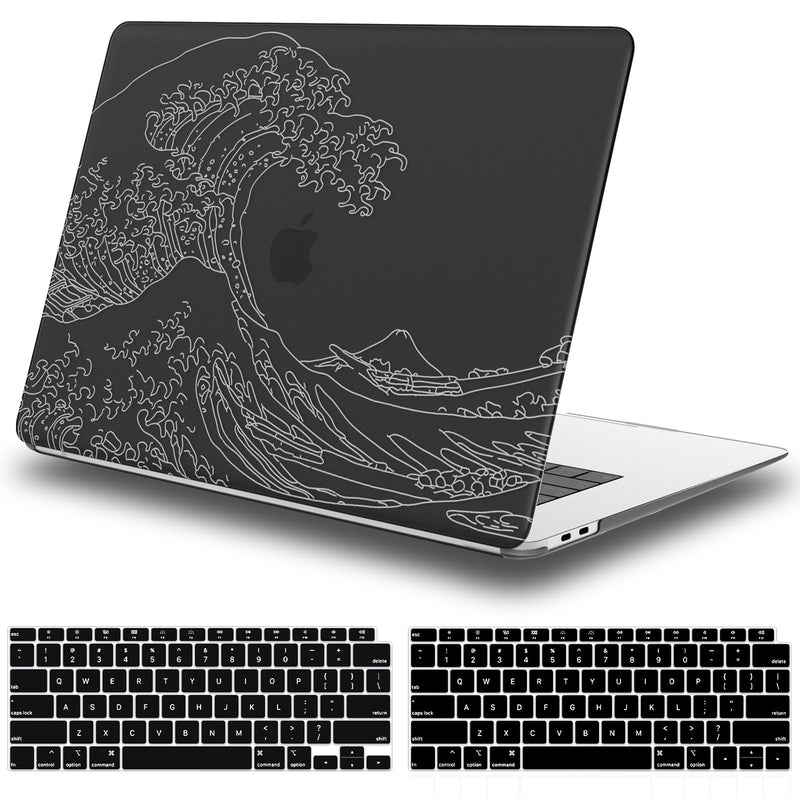  [AUSTRALIA] - iLeadon for MacBook Air 13 inch Case 2022 2021 2020-2018 Release Model A2337 M1/A2179/A1932, Matte Plastic Hard Shell Case with Keyboard Cover Screen Protector for MacBook Air 13”, Sea Wave Black