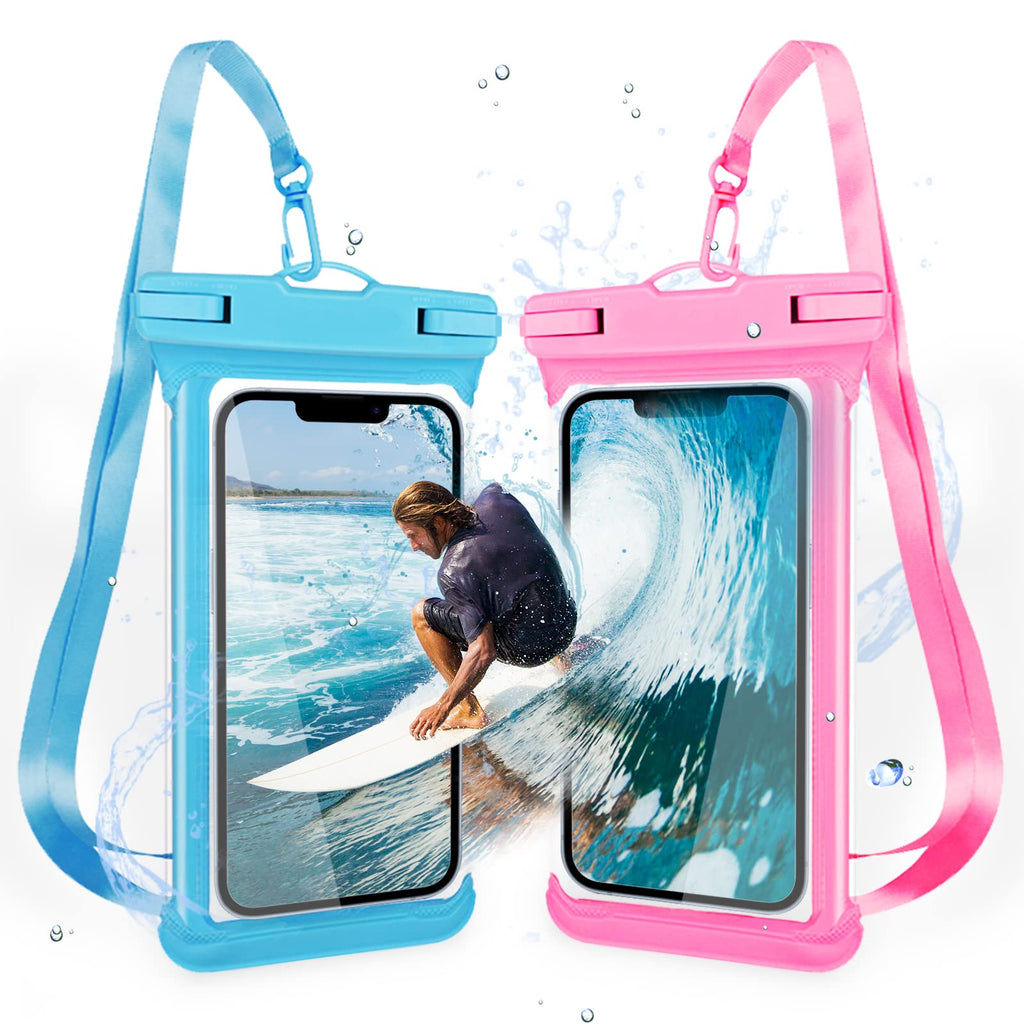  [AUSTRALIA] - AceCamp 5" 6" 7" Universal Waterproof Case Phone Dry Bag Pouch Fingerprint Support for iPhone 14 13 Pro Max Mini 12 11 Pro Max XR XS X 8 7 6S Plus SE, Note 10 9, Galaxy S21 S20 S10 S9 Blue,Pink Blue/Pink