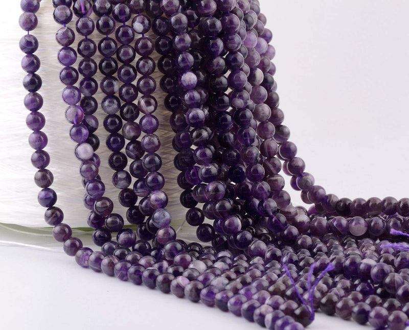 Natural Stone Beads 100pcs 6mm Amethyst Round Genuine Real Stone Beading Loose Gemstone Hole Size 1mm DIY Smooth Beads for Bracelet Necklace Earrings Jewelry Making (Amethyst, 6mm) - LeoForward Australia