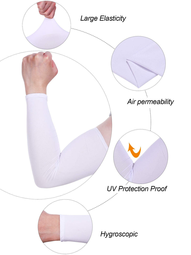  [AUSTRALIA] - 8 Pairs Unisex UV Protection Arm Cooling Sleeves Ice Silk Arm Cover (White, Black, Gray, Sky Blue, Pink, Purple, Royal Blue, Army Green, Ice Silk)