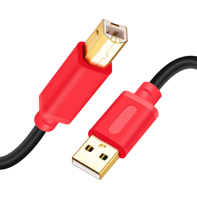  [AUSTRALIA] - Printer Cable 30Ft,Tan QY USB 2.0 High Speed Gold-Plated Connectors Printer Scanner Cable Cord A Male to B Male for HP, Canon, Lexmark, Dell, Xerox, Samsung etc (30Ft, Red)