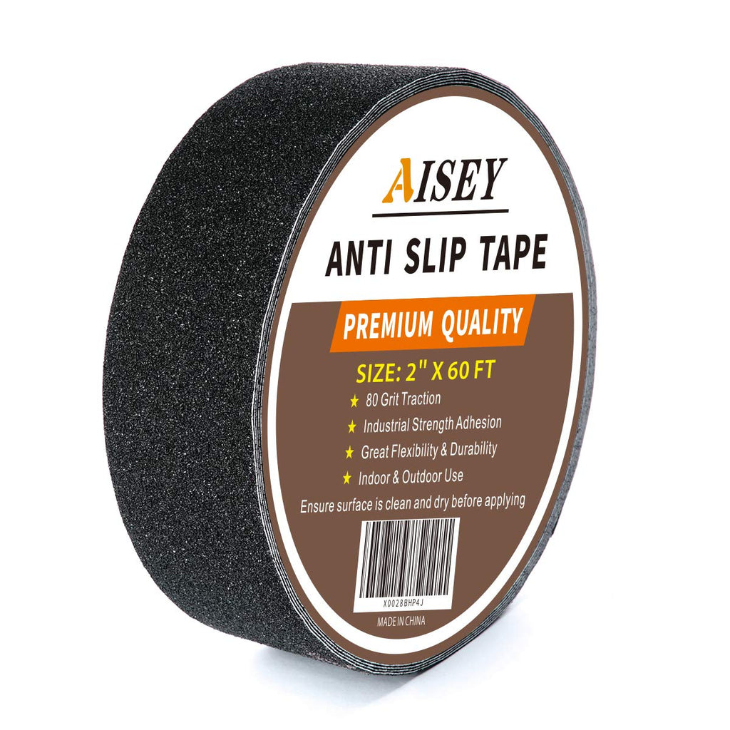  [AUSTRALIA] - Anti Slip Traction Tape Outdoor 2 in x 60 Foot, Non Slip Safety Tape for Steps, Grip Tape for Stairs, Tread Tape Use on Walkways, Stairs, Ramps and Decks 2" X 20yd Black