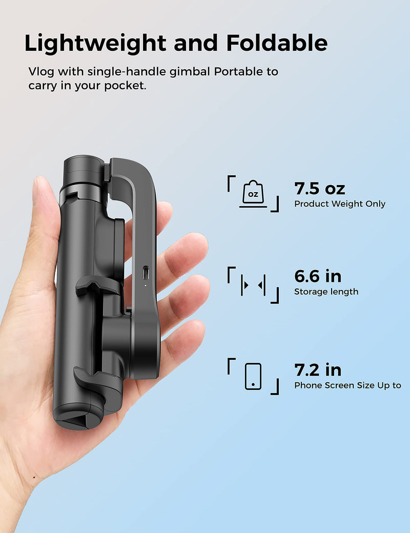  [AUSTRALIA] - QIMIC Gimbal Stabilizer for Smartphone Selfie Stick Tripod with Remote, Phone Tripod Stand, 920 mAh Phone Gimbal with Auto Inception for Vlogging, YouTube Compatible with iPhone and Android