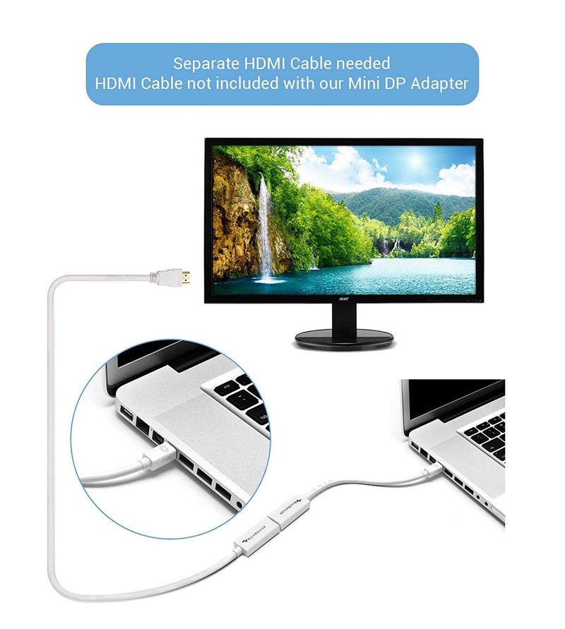 BlueRigger Mini DisplayPort (Mini DP | Thunderbolt) to HDMI Female Adaptor Cable (15cm) - MacBook Pro/Air - with HD Audio - LeoForward Australia