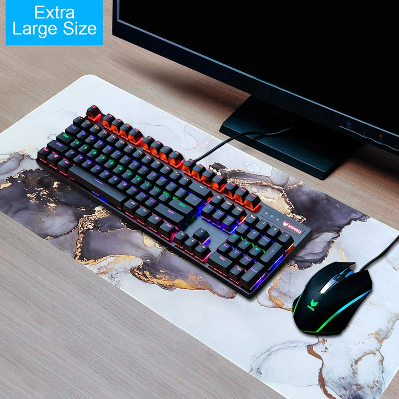 Anyshock Desk Mat, Extended Gaming Mouse Pad 35.4" x 15.7" XXL Keyboard Large Mousepad with Stitched Edges Non Slip Base, Water-Resistant Computer Desk Pad for Office and Home Gray Ink Marble Grey Ink Marble - LeoForward Australia