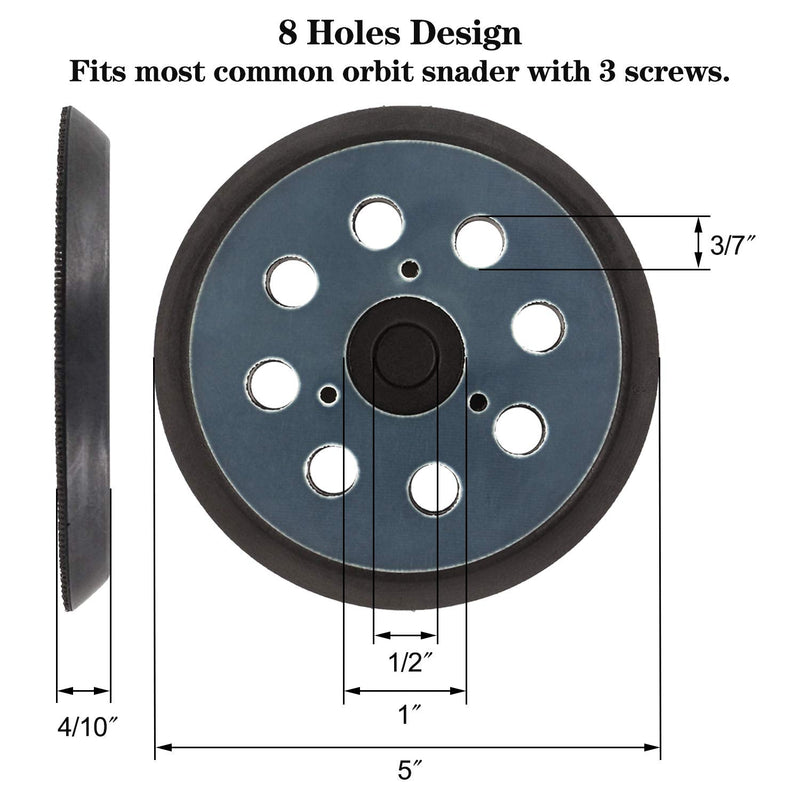  [AUSTRALIA] - AxPower 4 Packs 5 inch 8 Hole Replacement Sander Pads 5" Hook and Loop Sanding Backing Plates for Makita 743081-8 743051-7, DeWalt 151281-08 DW4388, Porter Cable, Hitachi 324-209