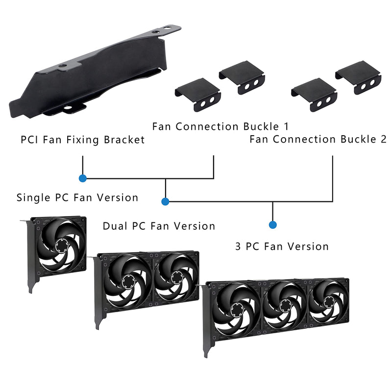  [AUSTRALIA] - GELRHONR PCI Slot Bracket,8cm 9cm 3 Slots Fan Computer Radiator Stand Holder for Video Card Cooling DIY Support （1 Set Black）