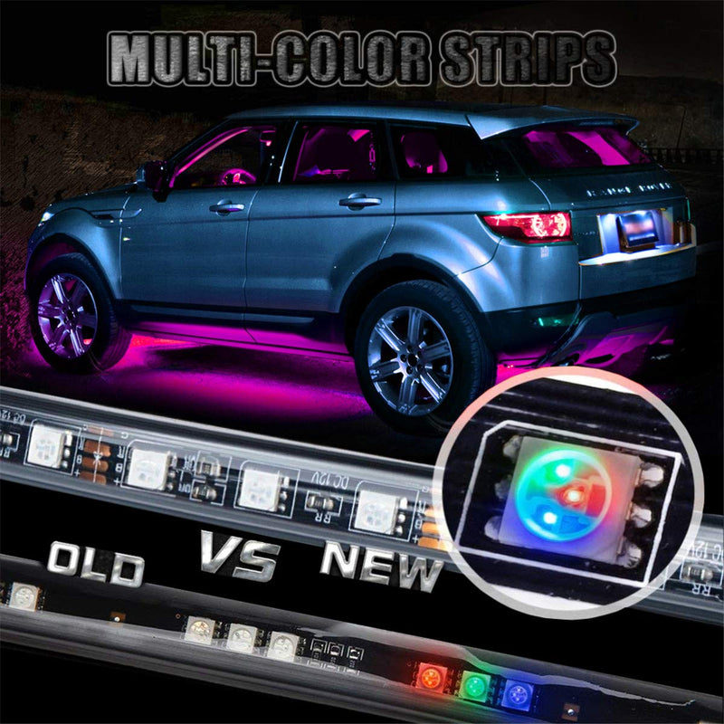 EJ's SUPER CAR Car Underglow Lights, Underglow Underbody System Neon Strip Lights Kit,8 Color Neon Accent Lights Strip,Sound Active Function and Wireless Remote Control 5050 SMD LED Light Strips RGB - LeoForward Australia