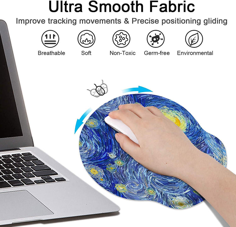  [AUSTRALIA] - Britimes Ergonomic Mouse Pad with Wrist Support Abstract The Night Sky Non-Slip Rubber Base Mousepad for Home Office Gaming Working Computers Laptop Easy Typing & Pain Relief