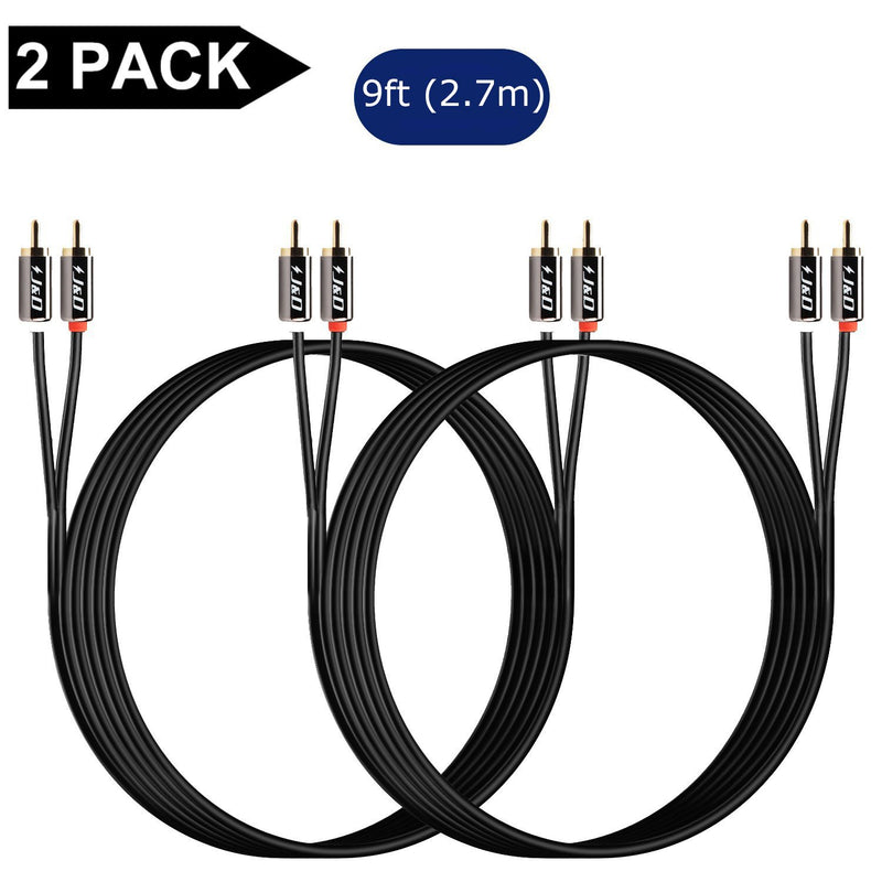 J&D RCA Cable, (2 Pack) Gold-Plated 2RCA Male to 2RCA Male Copper Shell Stereo Audio Cable, RCA Audio Cables, 9 Feet 2 Pack - 9 ft - LeoForward Australia