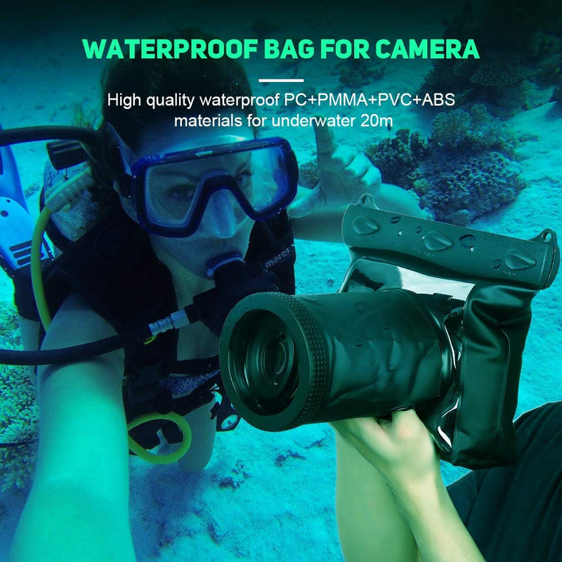  [AUSTRALIA] - DSLR Camera Underwater Housing Bag, Universal Camera Waterproof Pouch Case Protector Cover for Canon for Nikon for Sony DSLR Cameras