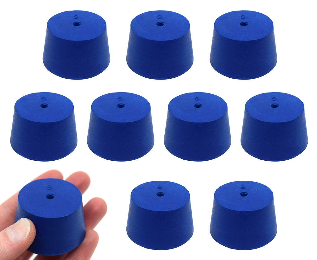  [AUSTRALIA] - 10PK Neoprene Stoppers, 1 Hole - ASTM - Size: #9-37mm Bottom, 45mm Top, 25mm Length - Suitable for use with Petroleum, Oils & Most Inorganic Acids and Bases - Eisco Labs
