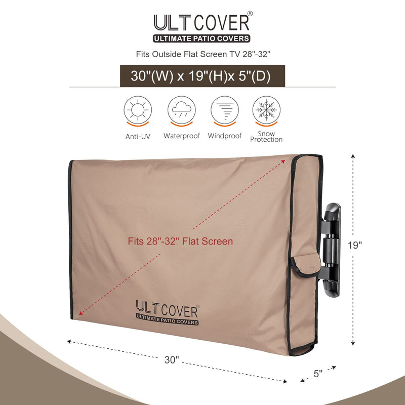  [AUSTRALIA] - ULTCOVER Waterproof Outdoor TV Cover for 28-32 inch Outside Flat Screen Televisions with Mounts and Stands 28" - 32" Brown