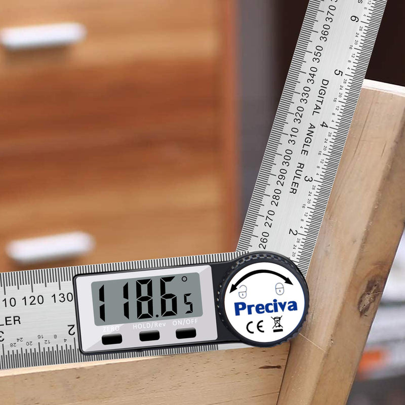  [AUSTRALIA] - Protractor, Preciva digital protractor with screen HOLD - and 180° rotatable function, 400mm bevel ruler made of stainless steel for woodwork, home work - large display