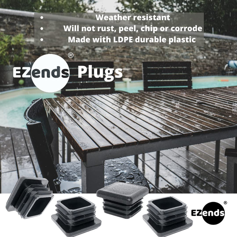  [AUSTRALIA] - EZends 1 Inch (10-14 Gauge) Polyethylene Square Tubing End Caps (10 PK) Plastic Plugs / End Caps / Plastic End Caps / Plastic Plugs for Square Tubing / Black Plastic Square Plugs / Cap Plug 10 10/14 USA