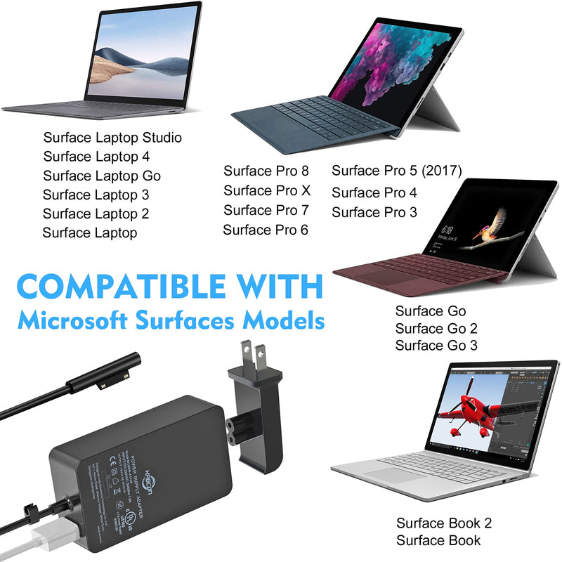  [AUSTRALIA] - Surface Pro Surface Laptop Charger [UL Listed] 65W Power Adapter Compatible with Microsoft Surface Pro X Pro 7 Pro 6 Pro 5 Pro 4 Pro 3 Surface Laptop 1 2 3 Surface Go 1 2 Surface Book and Travel Case