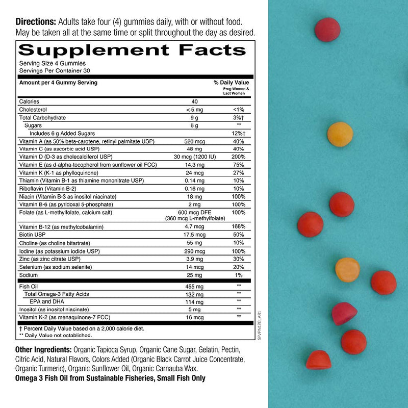 SmartyPants Prenatal Formula Daily Gummy Multivitamin: Vitamin C, D3, & Zinc for Immunity, Gluten Free, Folate, Omega 3 Fish Oil (DHA/EPA), 120 Count (30 Day Supply) - LeoForward Australia