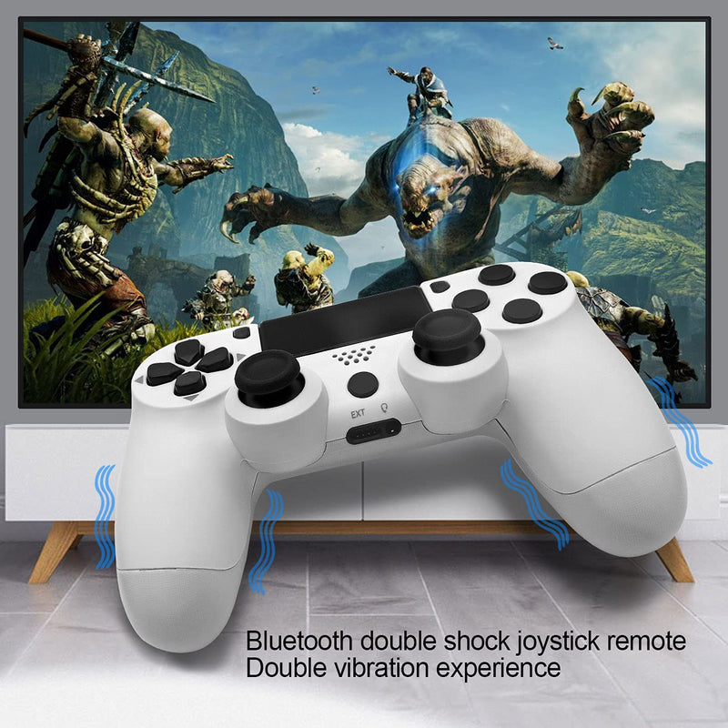  [AUSTRALIA] - Ceozon Playstation 4 Controller Wireless Bluetooth PS4 Controller Dual Vibration Audio Function Game Joystick for PS4 Pro Slim PS3 PC with Charging Cables Black and White 2 Pack Black & White