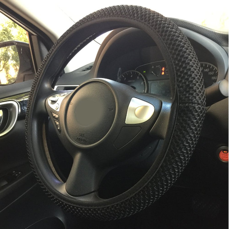 [AUSTRALIA] - Rayauto Breathable Mesh Car Steering Wheel Cover Anti-slip No Fixed Inner Race-black black