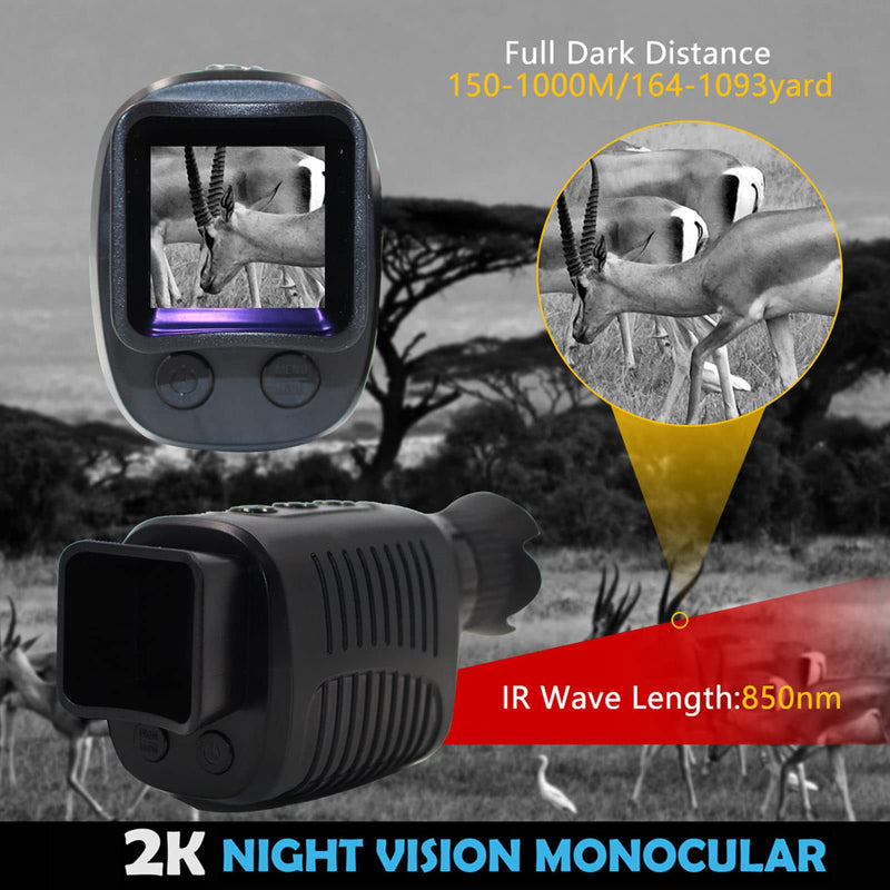  [AUSTRALIA] - Digital Night Vision Monocular, 150 to 1000m Distance Handheld Infrared Monocular, 1080P HD Night Vision Goggles Binoculars for Hunting, Camping, 128GB SD Card Compact