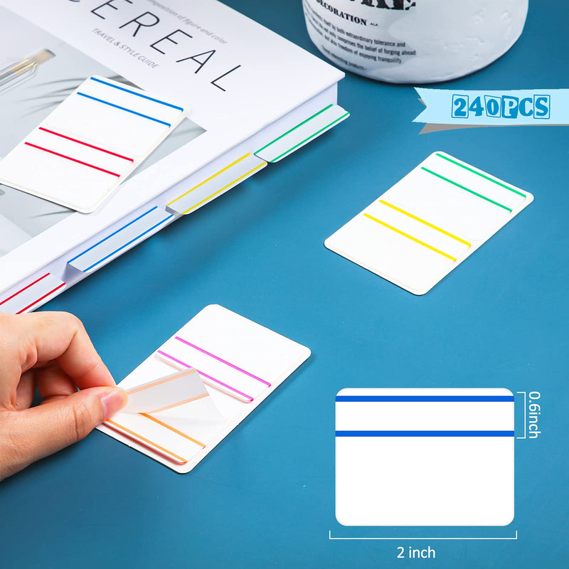  [AUSTRALIA] - 2 Inch Sticky Tabs Colored Index Tabs Self Adhesive Flag Tabs Page Markers for Books and Classify Files, Binder, File Folders (240 Pieces) 240