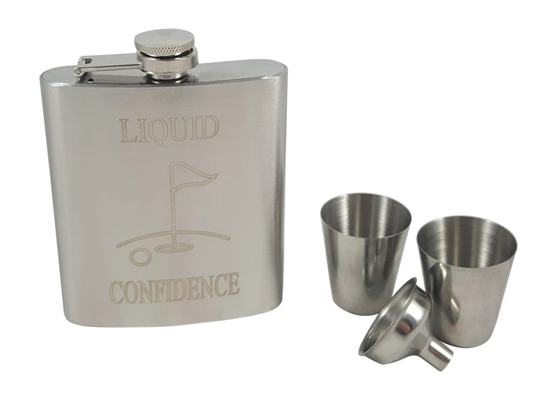  [AUSTRALIA] - Golf Flask Gift Set - 7 oz Flask Engraved with Liquid Confidence