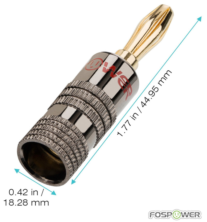  [AUSTRALIA] - FosPower Banana Plugs 10 Pairs / 20 pcs, Closed Screw 24K Gold Plated Banana Speaker Plug Connectors for Speaker Wire, Wall Plate, Home Theater, Audio/Video Receiver, Amplifiers and Sound Systems 10 Pair