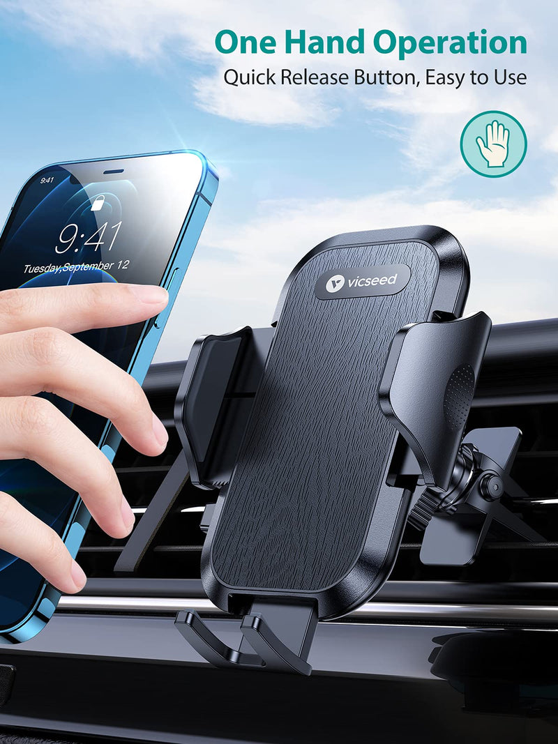  [AUSTRALIA] - VICSEED Dash Phone Mount for Car - [Off-Road Stable][Thick Case & Big Phones Friendly] 3 in 1 Car Phone Holder Mount Suction Cell Phone Holder Car Dashboard Windshield Air Vent Car Mount for iPhone Wooden Carbon Black