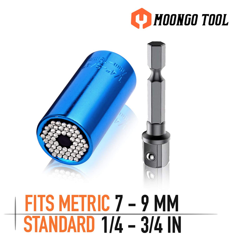  [AUSTRALIA] - Moongo Tool Universal Socket, Gifts for Dad from Daughter Son - Christmas Gifts for Men, Father/Dad, DIY Handyman, Husband, Guys, Boyfriend, Him, Unique Tools for Men (7-19mm) Power Drill Adapter Grip-blue