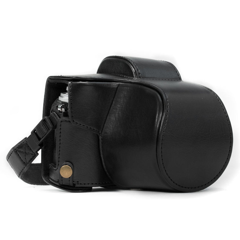  [AUSTRALIA] - MegaGear MG367 Olympus OM-D E-M10 Mark II, E-M10 (14-42mm) Ever Ready Leather Camera Case and Strap - Black