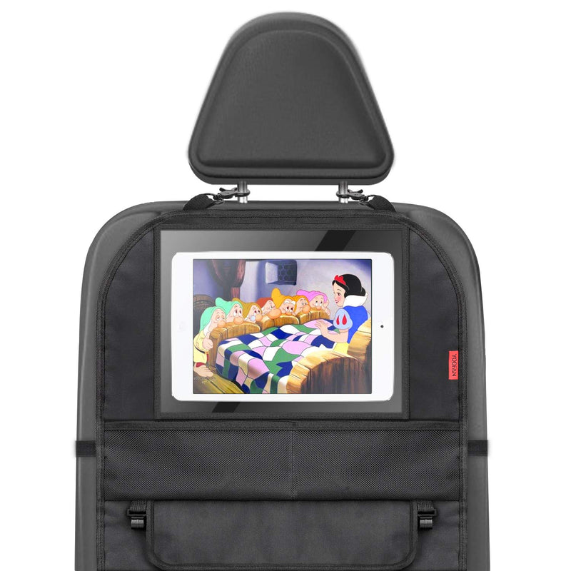  [AUSTRALIA] - YOOFAN 2 Pack Car Organizer Back Seat with iPad Holder, Thick Kick Mats Back Seat Protector, Backseat Organizer for Kids with 2 Cup Holders, Toy Storage Pocket -Perfect for Cars, Jeeps, Trucks, SUVs