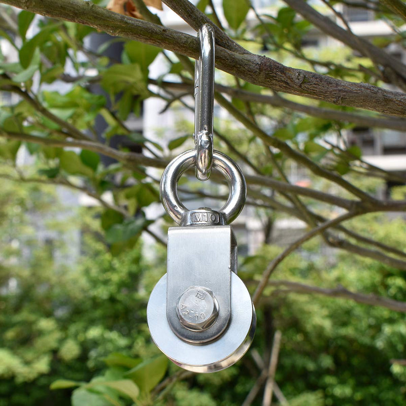  [AUSTRALIA] - Penkwiio Pulley Wheel Stainless Steel Duplex Bearing Super-Silent Detachable 360 Degree Rotation Pulley System Gym Loading 500KG 107mm