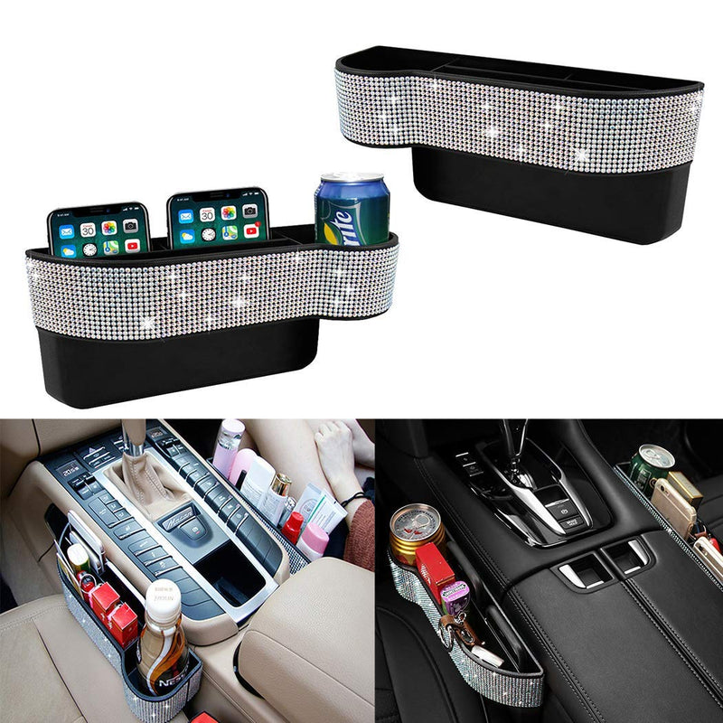  [AUSTRALIA] - EGBANG Console Side Pocket, Diamond Crystal Car Seat Pockets Organizer Caddy Catcher Auto Filler Gap Bling Bling Car Console Side Pouchs for Cellphone Wallet Coin Key Credit Card (Driver Side (1 PC)) Driver side (1 PC)