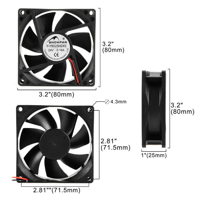  [AUSTRALIA] - uxcell 80mm x 80mm x 25mm 8025 24V DC Cooling Fan with Long Life Sleeve Bearings