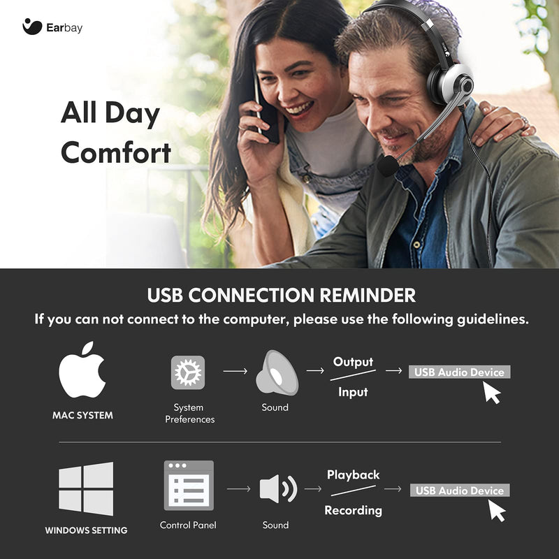  [AUSTRALIA] - USB Headset with Microphone for PC, Wired Headphones with Mic Noise Cancelling, USB C Headphone Adapter, in-Line Control with Mute, All Platforms & Apps, Skype,Zoom,Ms Teams,Cell Phone,Laptop,Tablet
