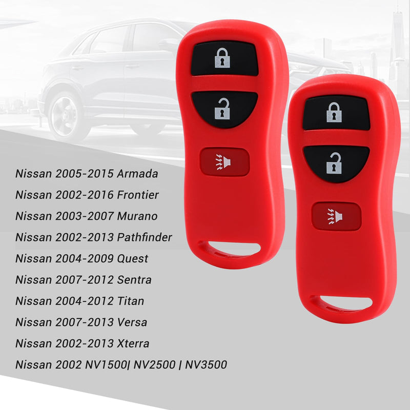  [AUSTRALIA] - Keyless Entry Remote Control Car Key Fob 3 Buttons Replacement for Infiniti Nissan Armada Frontier Murano Pathfinder Quest Sentra Titan Versa Xterra| FX35 FX45 QX4 KBRASTU15 (2 Pack) Red