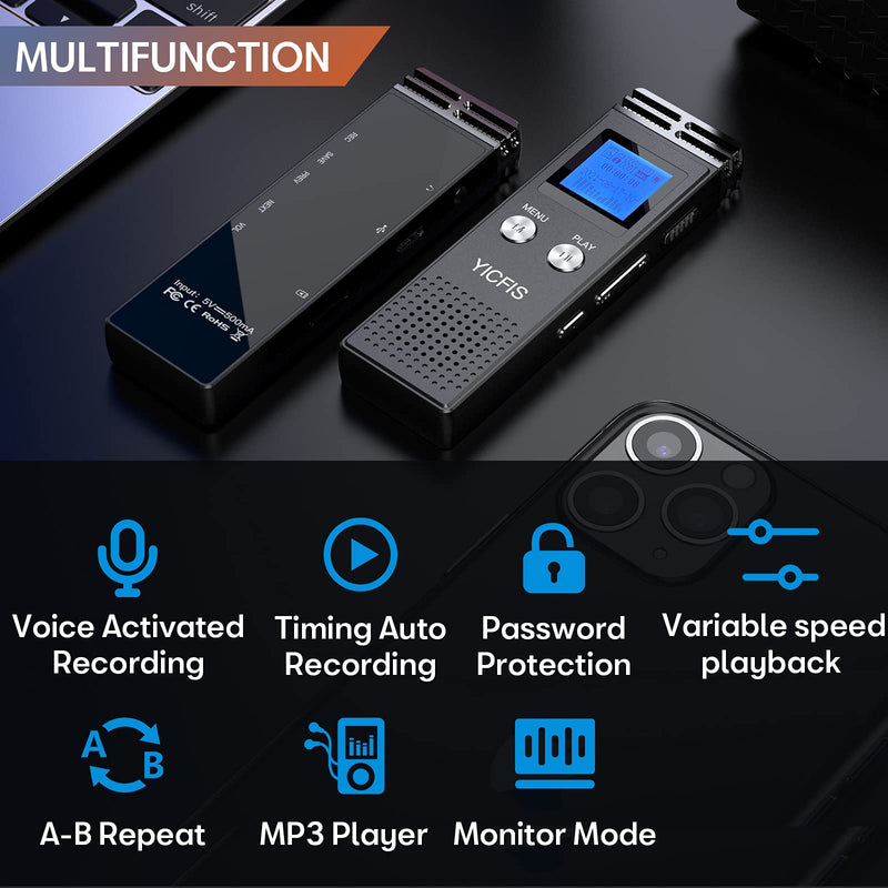  [AUSTRALIA] - 72GB Digital Voice Recorder 3072KBPS 5148 Hours Recording Capacity 24 Hours Battery Time Voice Activated Recorder with Noise Reduction Mini Audio Recorder with Playback for Meeting Lecture Interview