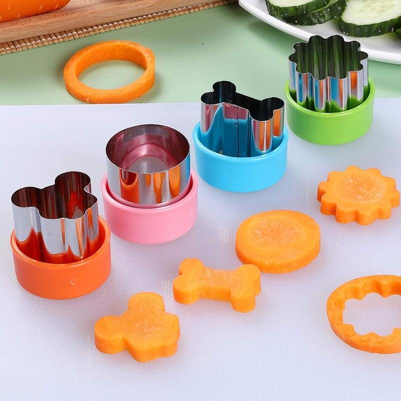  [AUSTRALIA] - 24 pcs Vegetable Cutter Shapes Sets CECIAOAIME Cookie Cutters Fruit Stamps Mold with 20 pcs Food Picks and Forks for Kids