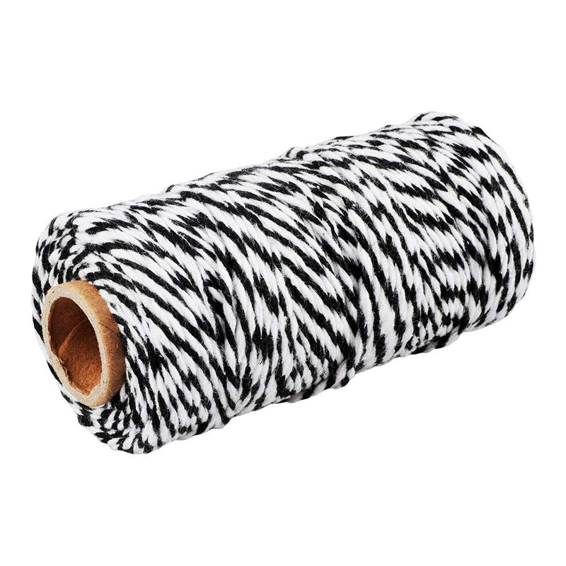  [AUSTRALIA] - KINGLAKE 328 Feet Baker's Twine,Cotton Crafts Twine,Heavy Duty Christmas Holiday Twine,Great Packing Twine Black and White String Black White