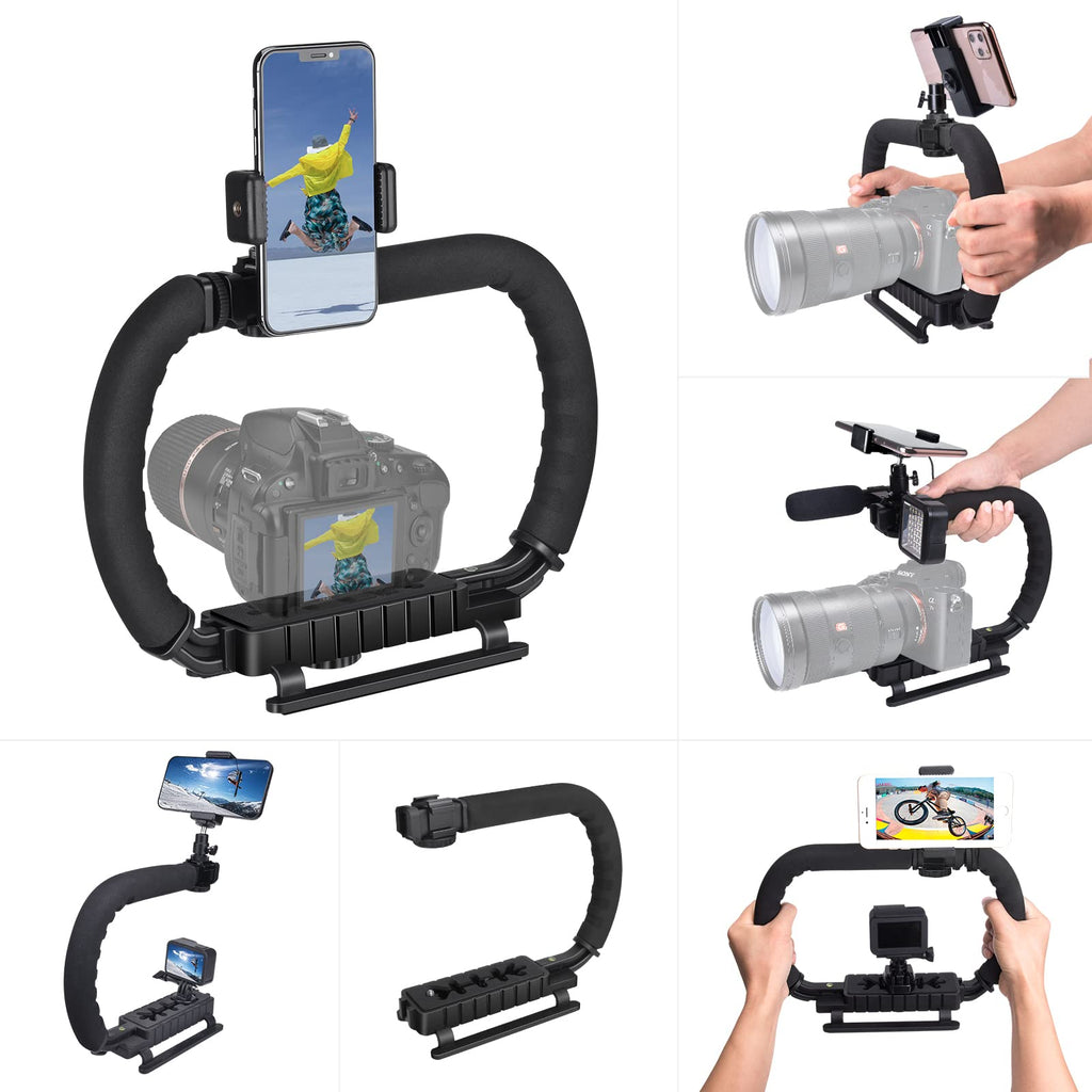  [AUSTRALIA] - 3-Shoe DSLR / Mirrorless/ Action Camera Camcorder Phone Stabilizer Expansion Cage Mount Moviemaking Holder Rig YouTube Tiktok Vlogging Video Kit Compatible with GoPro Canon Nikon Sony iPhone Android Camera stablizer