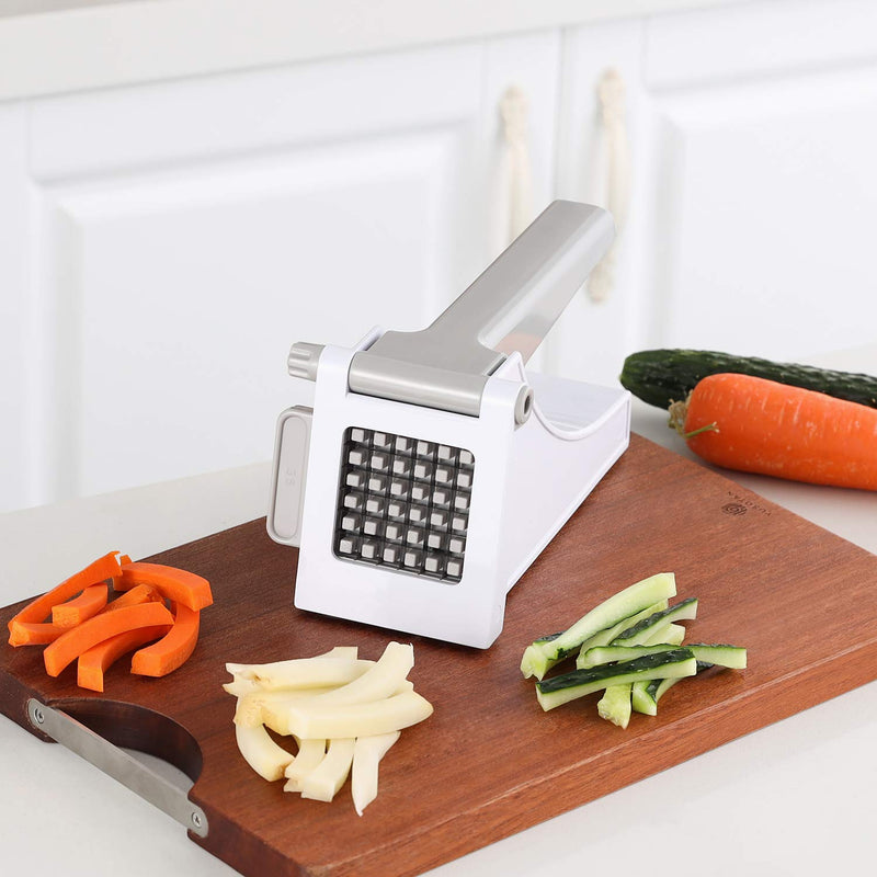  [AUSTRALIA] - Geedel Manual French Fry Cutter, Professional Potato Cutter for Veggies, Onions, Carrots, Cucumbers and more Grey+White